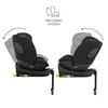 Two views of a black car seat base with a car seat attached, showing different reclining positions. Náhled obrázku produktu