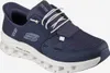 A single blue Skechers shoe is shown from a side-diagonal angle against a white background. Voir les images du produit