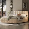A bedroom scene with a bed, lamp, and window. Produktbild-Vorschau