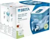 The image shows the packaging of a Brita water filter tank called 'Flow'. The packaging features an illustration of the product and diagrams explaining its assembly and function. Produktbild-Vorschau