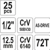Yato YT-12671, 1/2", 25 kusov Náhľad obrázku produktu 4