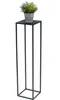 A black metal plant stand with a potted green plant on top, isolated on a white background. Náhled obrázku produktu