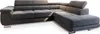 A dark gray sectional sofa with an ottoman is shown against a white background. Produktbild-Vorschau