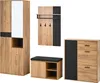 A set of four hallway furniture pieces, including a tall cabinet with a mirror, a wall-mounted coat rack with a shelf, a shoe bench with storage, and a shoe cabinet with drawers, all displayed against a white background. Náhled obrázku produktu