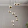 Lucande LED-Hängelampe Hayley, Ø 40 cm, 9-flg., gold, Glas Produktbild-Vorschau 11