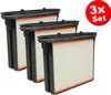Three vacuum cleaner filters are arranged in a staggered formation against a white background. Produktbild-Vorschau