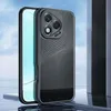 A black phone case with a wave pattern is shown on a reflective surface with a blue sky background. Produktbild-Vorschau