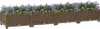 A long, brown, modular planter box filled with purple and yellow flowers. Náhled obrázku produktu