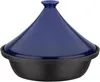 A tajine pot with a blue lid and black base, shown against a white background. Voir les images du produit