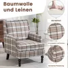 KLAM HOME Loungesessel Retro-Sessel Braun-weiß Karomuster Produktbild-Vorschau 6