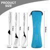 A size chart showing cutlery and a storage pouch with dimensions. Produktbild-Vorschau