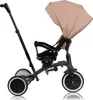 A studio shot of a beige and black tricycle against a white background. Podgląd zdjęcia produktu