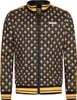 A black tracksuit jacket with a gold fleur-de-lis pattern and gold stripes on the sleeves and collar. Náhled obrázku produktu