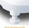 A close-up view of the adjustable foot of a white electronic device, likely a foot massager, with German text below indicating adjustable feet. Náhled obrázku produktu
