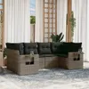 The Living Store 6-tlg. Garten-Sofagarnitur mit Kissen Grau Produktbild-Vorschau 2