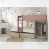 Letto a castello rovere e rosa antico con armadio 2 ante e Anteprima dell’immagine prodotto 1