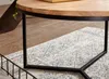 Couchtisch 60x60x38cm Akazie Massivholz mit runder Holzplatte und schwarzem Metallgestell, Gesamtansicht. Voir les images du produit