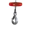 A close-up of a red cap and a silver hook hanging from a cable. Náhľad obrázku produktu