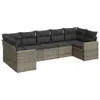 7-tlg. Garten-Sofagarnitur mit Kissen Grau Poly Rattan Produktbild-Vorschau 1