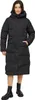 A woman wearing a black puffer coat and black boots, standing against a white background. Produktbild-Vorschau