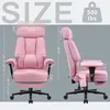 Diagram showing the dimensions of a pink office chair, with measurements indicated. Podgląd zdjęcia produktu