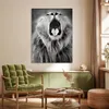 MuchoWow® Poster Tierprofil gähnender Löwe in schwarz und Produktbild-Vorschau 3