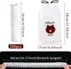 Product image showing disposable food covers and a storage bag with dimensions and quantity. Produktbild-Vorschau