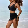 Damen Baderock hohe Taille Bikini-Sets Bauch kontrolle Produktbild-Vorschau 3