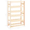 A wooden wine rack with multiple shelves, shown against a white background with dimensions indicated. Náhľad obrázku produktu