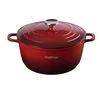 A red Dutch oven with a silver lid handle, shown from a front-diagonal angle on a white background. Produktbild-Vorschau