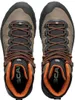 Wanderschuhe "Rush TRK LT GTX" von Scarpa in Grau mit orangefarbenen Schnürsenkeln und verstärkter Sohle. Produktbild-Vorschau