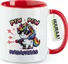 Huuraa Kaffeetasse Pew Pew cooles Einhorn 330ml Rot Keramik Produktbild-Vorschau 1