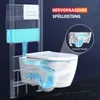 Diagram illustrating the flushing mechanism of a wall-hung toilet, highlighting its powerful flushing performance. Produktbild-Vorschau