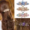 Damen Mode Blume Blatt Kristall Strass Haarspange Clip Produktbild-Vorschau 5