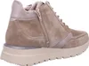 A side view of a taupe bootie with a thick sole. Produktbild-Vorschau