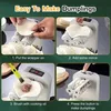A collage of four images demonstrating how to use an automatic dumpling maker. Produktbild-Vorschau