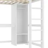 Close-up view of a white bunk bed with a built-in wardrobe and ladder. Produktbild-Vorschau