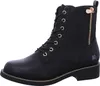 A black lace-up boot with a side zipper and gold-tone hardware, shown against a white background. Anteprima dell’immagine prodotto