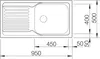 A top-down technical drawing of a kitchen sink with dimensions indicated. Náhľad obrázku produktu
