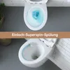 A split image showing a toilet bowl with water swirling and then a close-up of the toilet bowl with a diagram of water flow. Náhled obrázku produktu