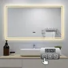 A modern bathroom vanity with a sink and a large LED mirror. Produktbild-Vorschau
