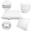 A collage of images showing a white pillow from different angles and close-ups of its tag and stitching. Produktbild-Vorschau