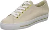 A single beige leather sneaker with white laces and gold eyelets is shown against a white background. Produktbild-Vorschau