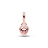 A single heart-shaped charm with a pink stone and rose gold accents, presented against a white background. Produktbild-Vorschau