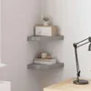 vidaXL Rohové plovoucí police 2 ks. MDF 25x25x3,8 cm, šedá, Náhled obrázku produktu 2