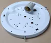 A white metal ceiling light fixture base with a gray light socket attached. Produktbild-Vorschau
