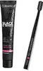 A black tube of toothpaste and a black toothbrush are displayed side-by-side on a white background. Anteprima dell’immagine prodotto