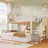 Etagenbett 90x200 & 140x200 cm Massivholz, Hausbett mit Produktbild-Vorschau 3