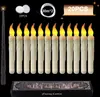 A collection of LED taper candles and a wand, presented against a black background with marketing text and graphics. Produktbild-Vorschau