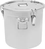 A stainless steel storage container with a lid and latches. Podgląd zdjęcia produktu